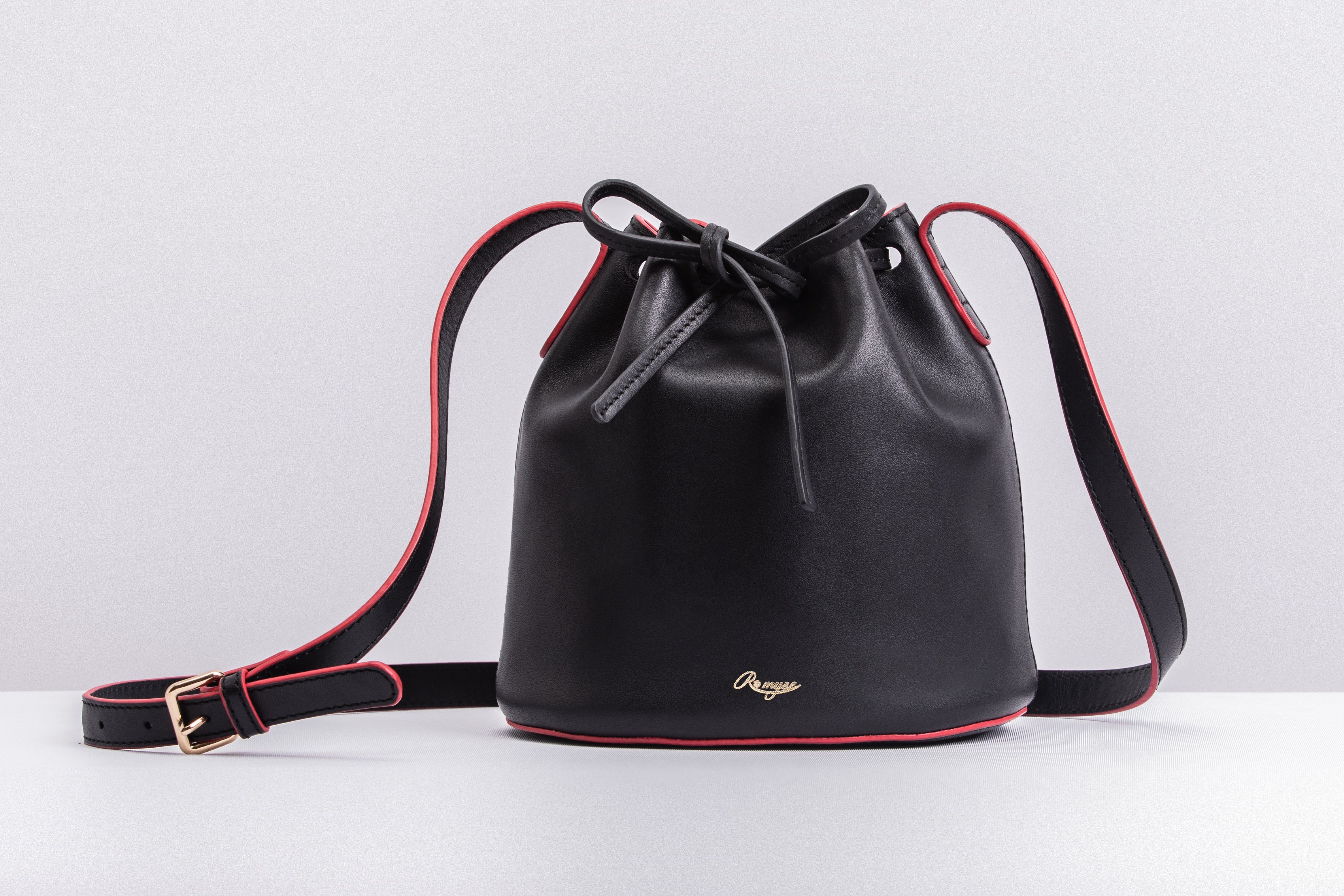  Romyse Bolsos y Carteras de Cuero Bolso de cuero Mini Bolsa de cuero genuino Bucket